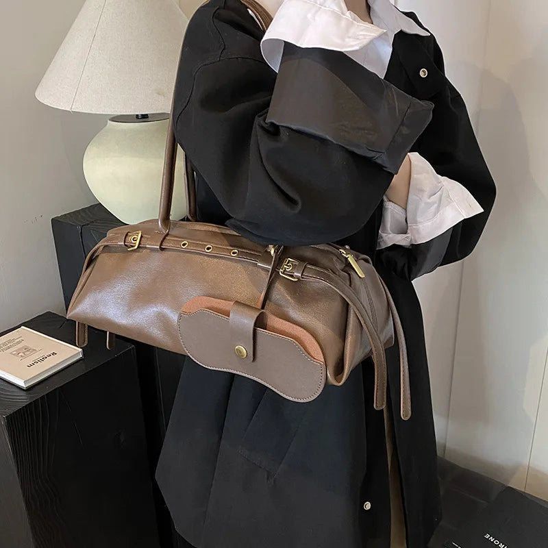 Daily Use Soft Leather Tote Bag Texture Handbags Shoulder Armpit Women S Bag - Soft