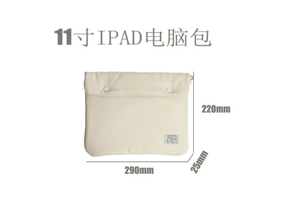 Solid Color Simple Student Storage Large Capacity Canvas Computer Female 14 13 Pro411 Ipad Tablet