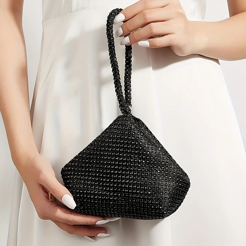 Rhinestone Glitter Clutch Bag – Sparkle Evening Wrist Purse