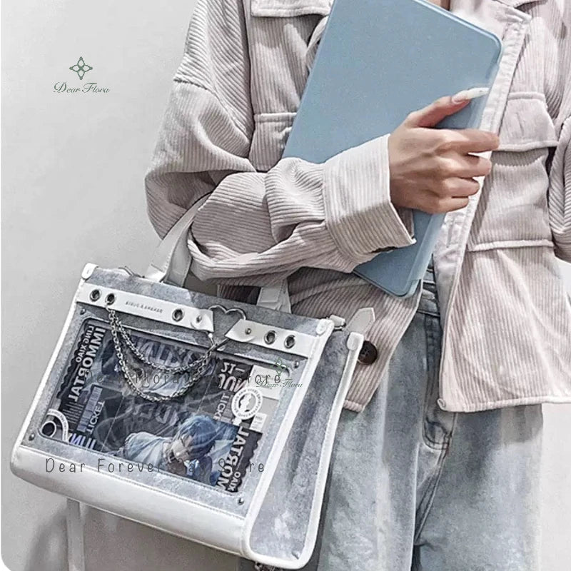 Denim Ita Bag Transparent Pocket DIY Crossbody – Y2K