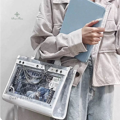 Denim Ita Bag Transparent Pocket DIY Crossbody – Y2K