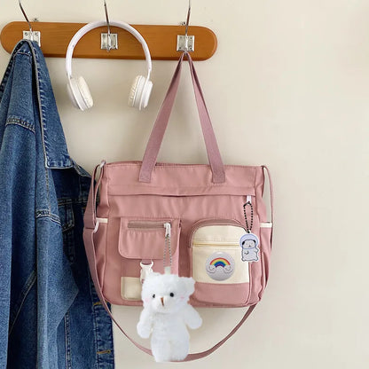 Harajuku Nylon Shoulder Bag – Multi-Pocket Crossbody Messenger Bag