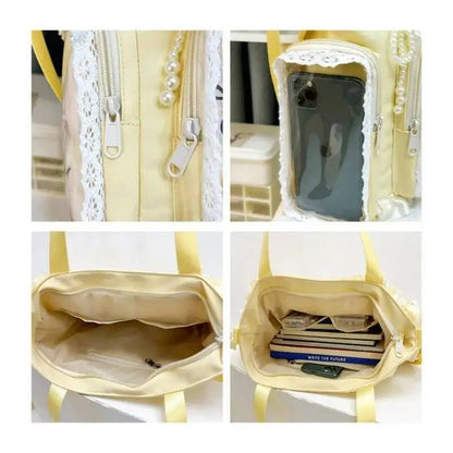 Y2K Lace Ita Shoulder Bag – Transparent Crossbody Tote for Women