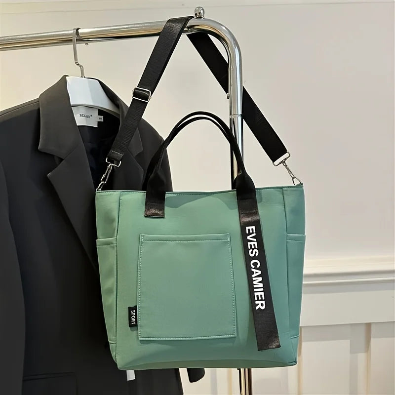 Nylon Design Spacious Tote Bag Multiple Pockets Adjustable Crossbody Strap