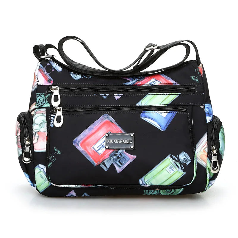 Floral Print Multi-Pocket Crossbody Bag for Women