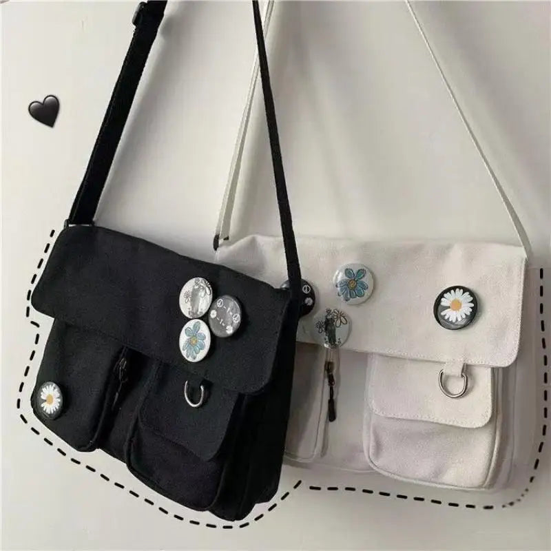 Homefish Xierya Canvas Women Messenger Bag Large Capacity Student Crossbody Shoulder Casual School
