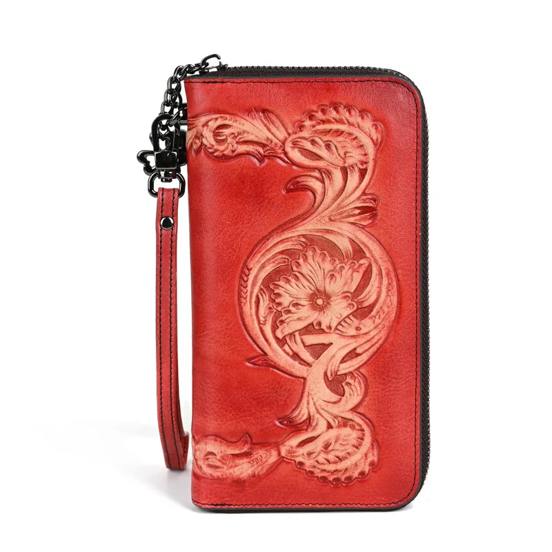 Top Layer Cowhide Ladies Wallet Multi-Functional Zipper