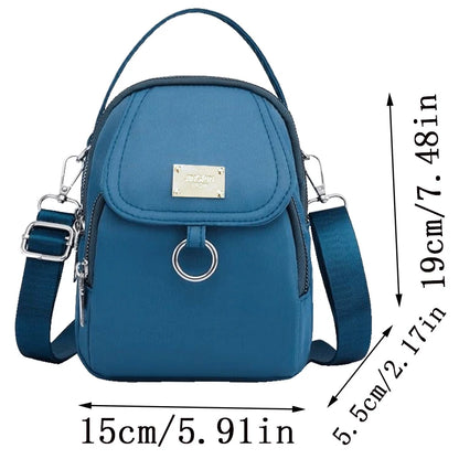 Solid Tone Lightweight Nylon Bag Detachable Wide Shoulder Strap