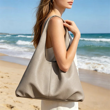 Oversized Soft Leather Hobo Tote Bag Spacious Stylish Versatile Handbag Armpit Shoulder Bags