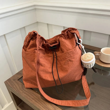 Drawstring Canvas Bucket Bag – Lightweight Women's Shoulder Bag