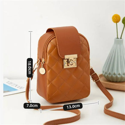 Mini Quilted Small Bag Women Crossbody Phone Bag Lock Design