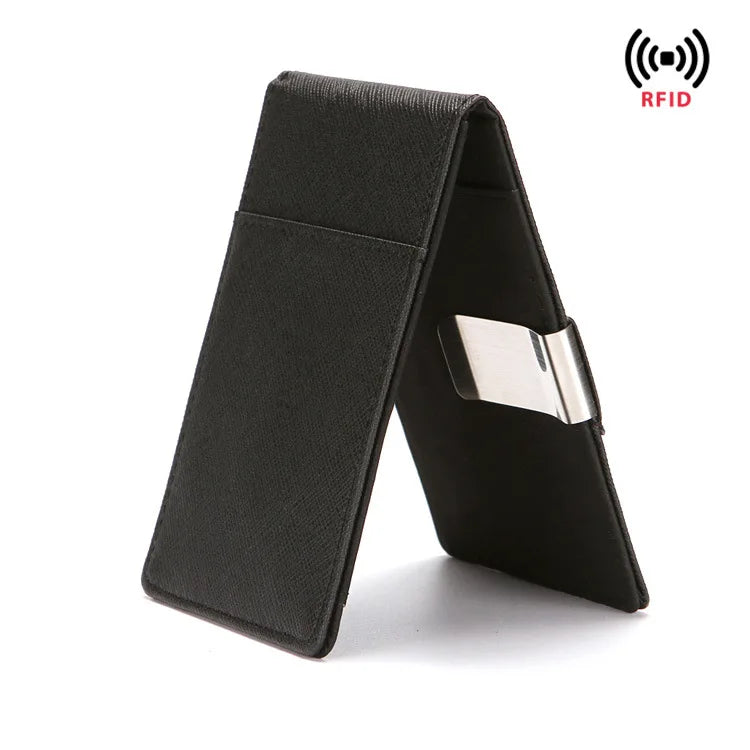 Men S Leather Money Clips Wallet Multifunctional Thin Man Card Purses Women Metal Clamp Cash Holder