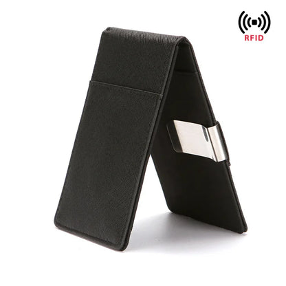 Men S Leather Money Clips Wallet Multifunctional Thin Man Card Purses Women Metal Clamp Cash Holder