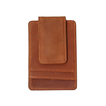 Crazy Horse Cowhide Men S Rfid Card Case Multi-Slot Magnetic Card Holder