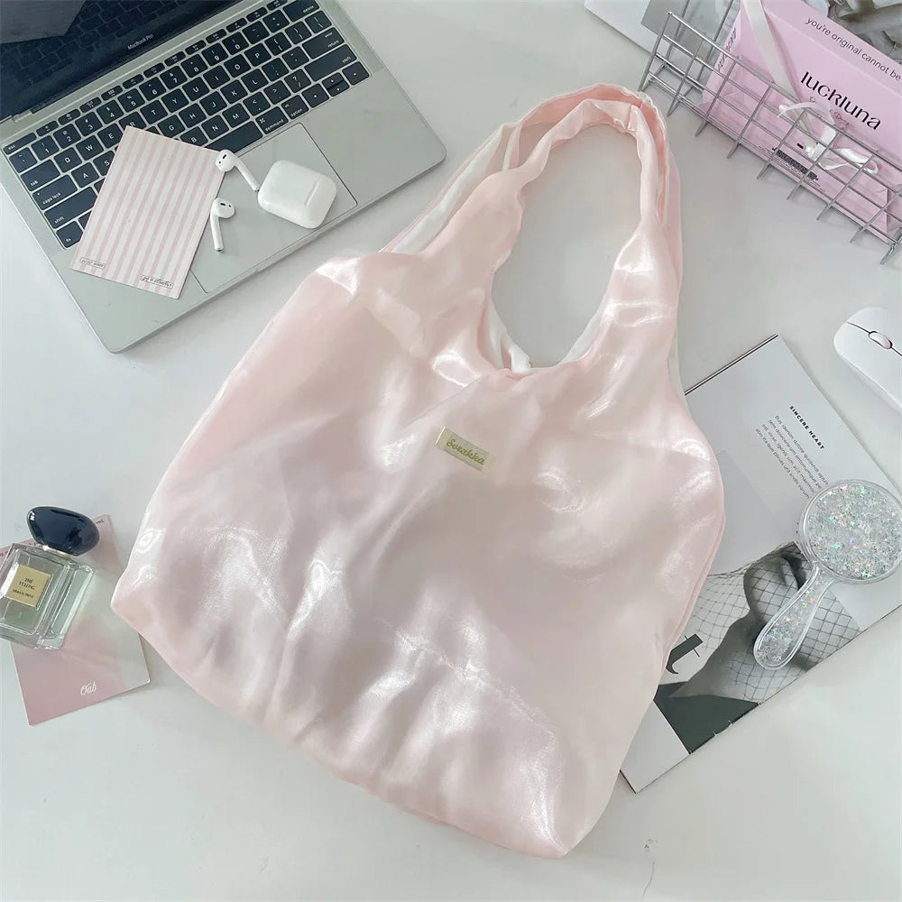 Fairy Bag Flexible Large Capacity Handbag Underarm Lightweight Satin Tote Stylish Accessory Shopping