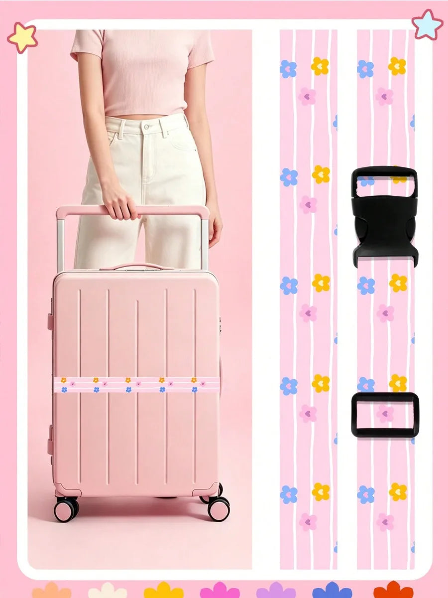 Cute Print Travel Luggage Belt Buckle Adjustable Luggage Strap Suitcase - Soft