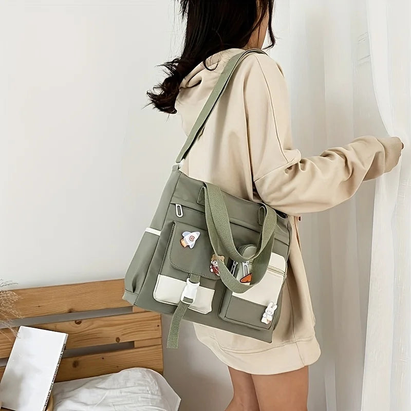 Nylon Crossbody Bag – Multi-Compartment Shoulder Bag for Women & Teens
