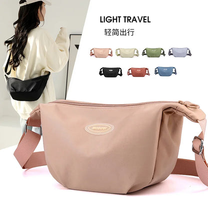 Ladies Single-Shoulder Crossbody Bag Nylon Fabric Bag Women S Bag Korean Style Simple Solid Color
