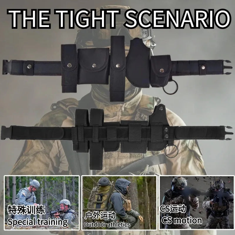 Outdoor Training Oxford Cloth Fanny Pack Multi-Function Six-Piece Tactical Belt Cs Prop