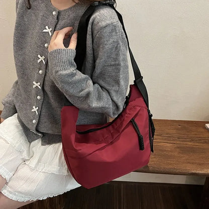 Nylon Crescent Crossbody Bag – Women's Wide Strap Shoulder Messenger Bag