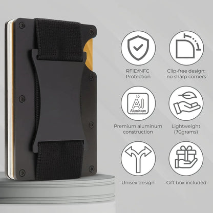 Homefish Slim Rfid Blocking Aluminum Card Holder Elastic Back Pocket Id Credit Case Unisex Travel