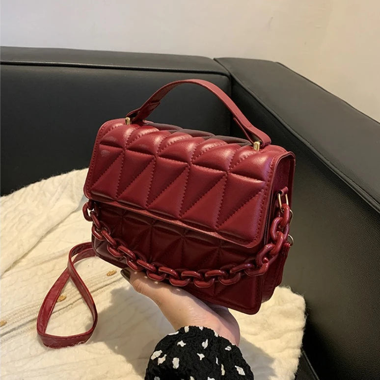 Quilted Crossbody Bag for Women – Mini Flap Purse with Chain