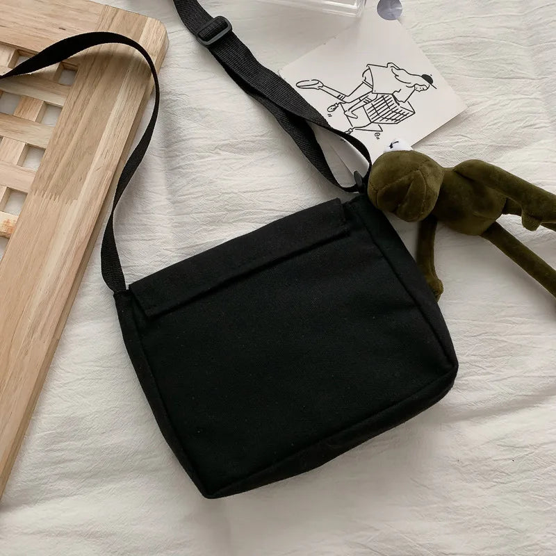 Solid Color Small Canvas Bag Bags Women Messenger Youth Famale Large Capacity Shoulder Cross Ladies