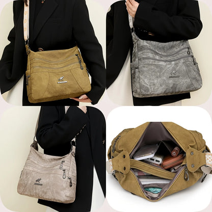Vintage Shoulder Bag – Multi Layer Faux Leather Crossbody Handbag for Women