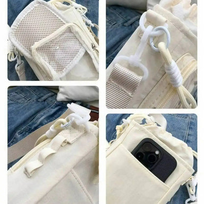 Water Bottle Crossbody Bag – Drawstring Shoulder Bag with Clear Pocket