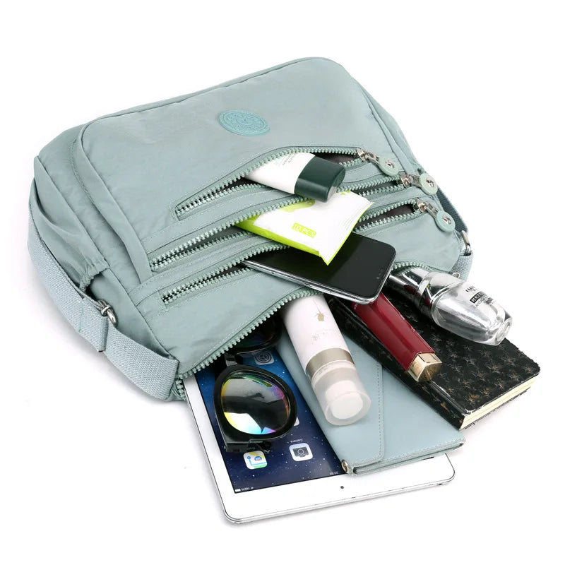 Multi-Layer Shoulder Crossbody Bag Lightweight Oxford Cloth Large Capacity Mobile Phone Storage