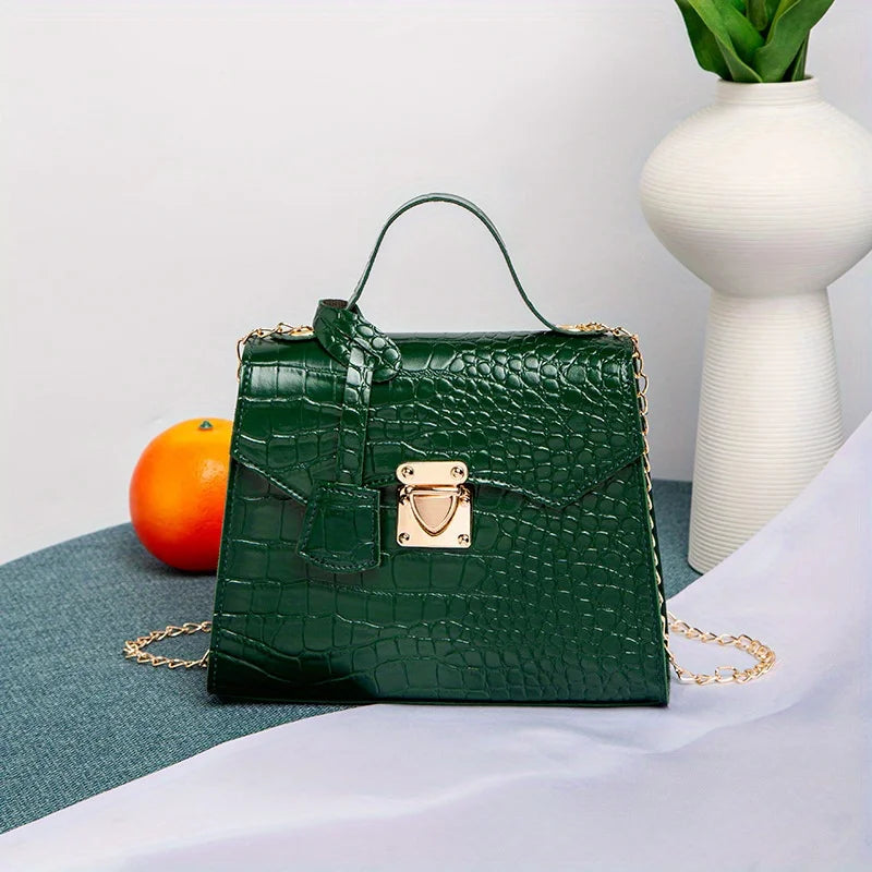 Crocodile-Embossed Mini Handbag – Women's Chic Crossbody Bag