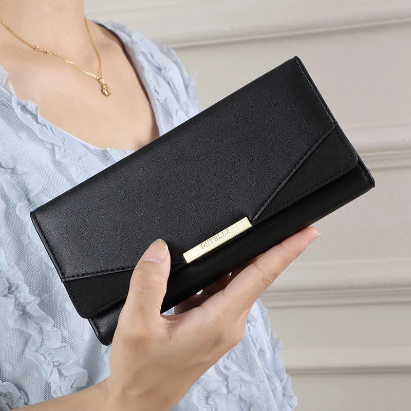 Women S Purse Solid Color Large Capacity Mobile Money Card Bag Advanced Long Clip