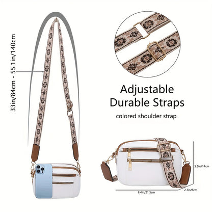 Leather Crossbody Bag with Wide Strap – Color Block Small Square Bag