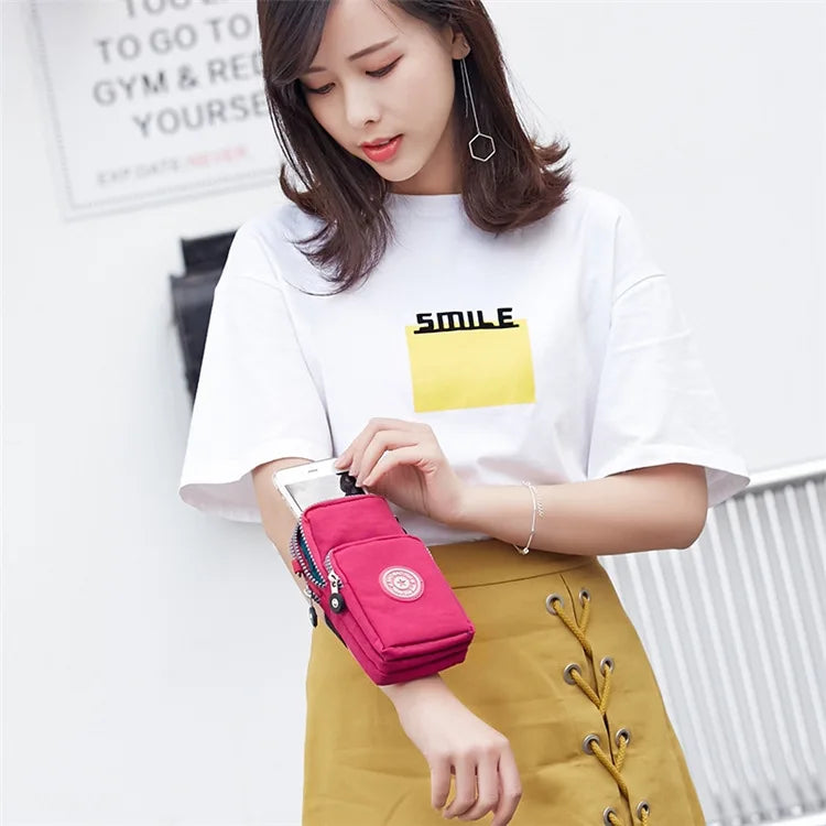 Multi Pattern Printed Crossbody Phone Bag Lightweight Nylon Purse Adjustable Strap Mini Shoulder