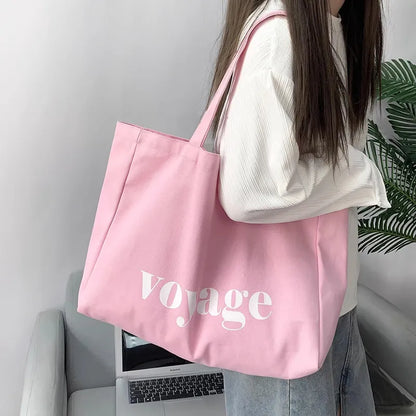 Voyage Canvas Tote Bag – Large Capacity Shoulder Bag for Women