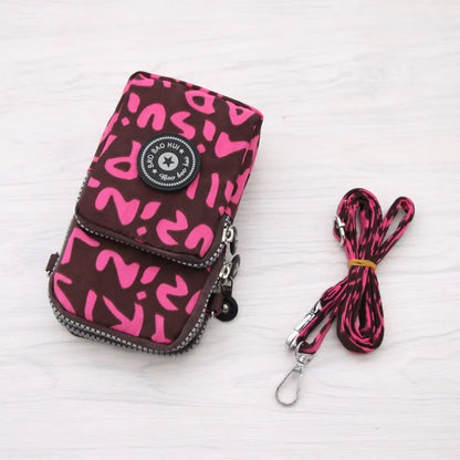 Multi Pattern Printed Crossbody Phone Bag Lightweight Nylon Purse Adjustable Strap Mini Shoulder
