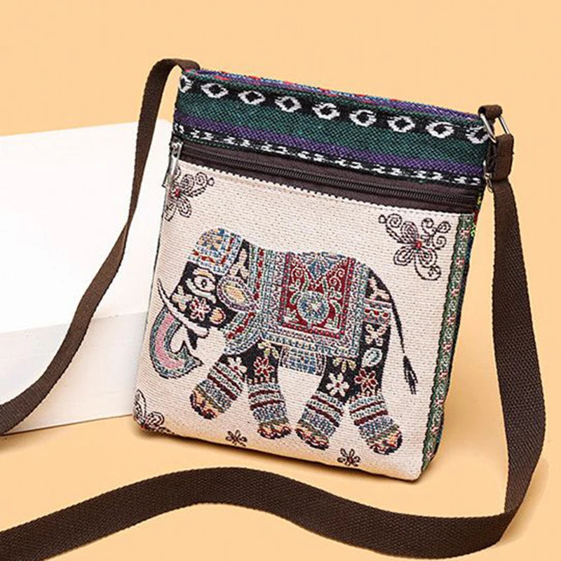 Lady Crossbody Shoulder Bag, Phone Purse Handbag, Ethnic Style Embroidered Messenger Bag, Retro Small Canvas Bag