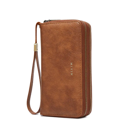 Rfid Anti-Theft Brush Ladies Purse Double Zipper Large Capacity Long Retro Hand