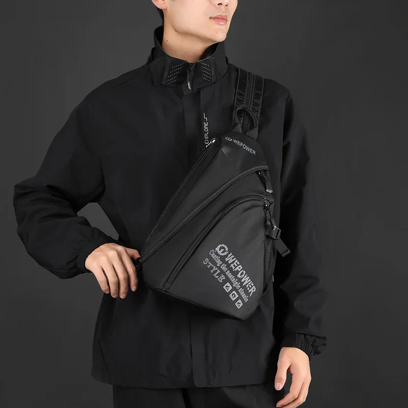 Outdoor Commuting Travel Multi-Function One Shoulder Sling Men Large Capacity Waterproof Chest Bag