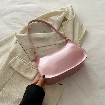 Patent Leather Shoulder Bag for Women – Glossy Underarm Purse