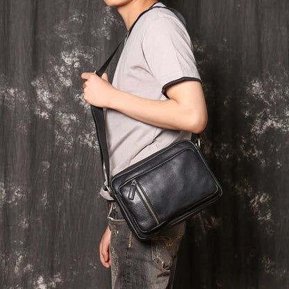 Oily Waxed Cowhide Men S Shoulder Bag Women Large Capacity Crossbody Real Leather Ipad Handheld