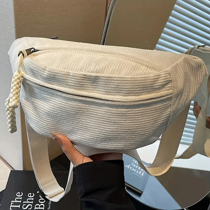 Corduroy Crossbody Bag – Fluffy Shoulder Purse for Women & Men
