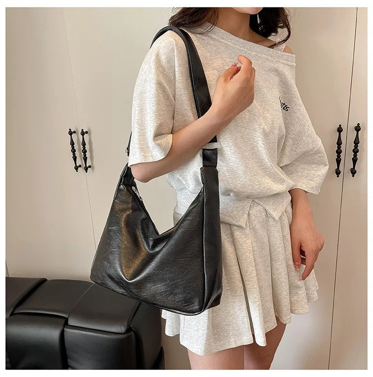 Homefish Leather Commuter Vintage Casual Tote Bag Maillard Stylish Crossbody Bags Women Texture