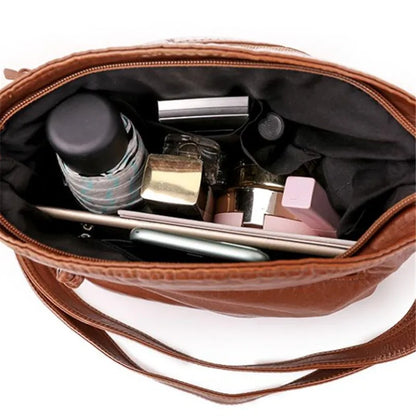 Soft Leather Crossbody Bag – Multi-Pocket Shoulder Messenger Purse