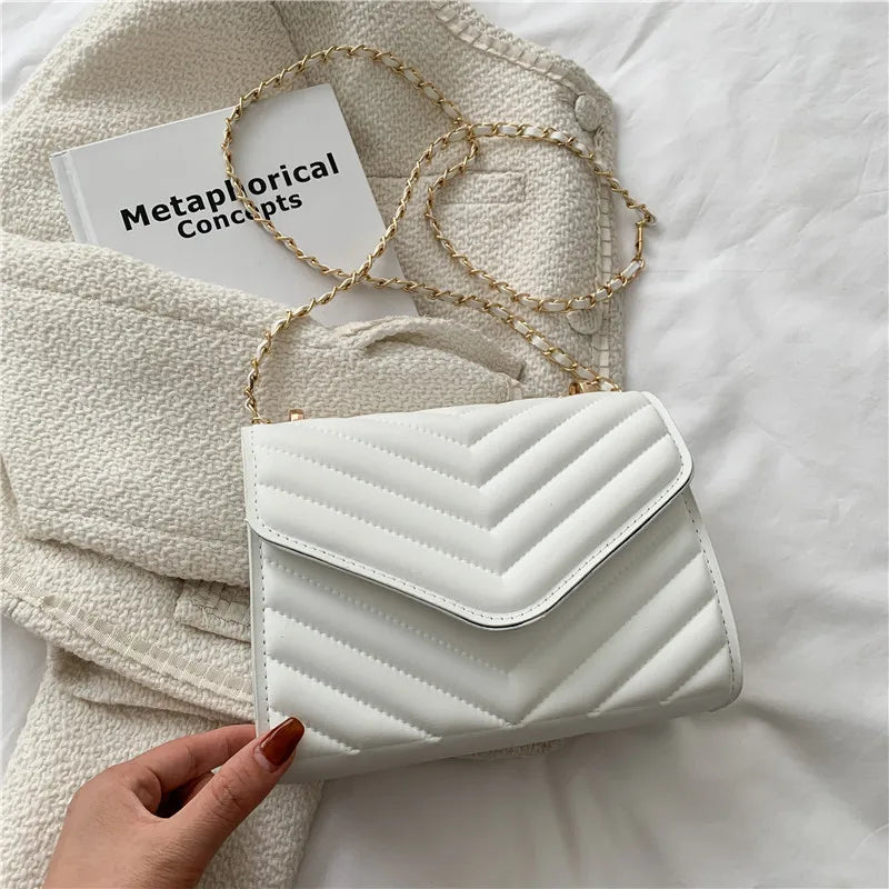 Quilted Chevron Chain Crossbody Bag – Women's Luxury Shoulder Purse