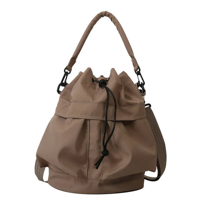 Nylon Drawstring Bucket Bag – Casual Crossbody Shoulder Bag for Women