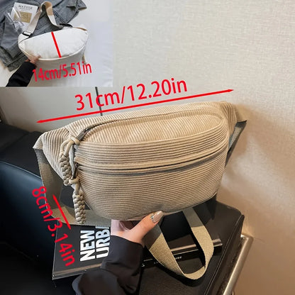 Corduroy Crossbody Bag – Fluffy Shoulder Purse for Women & Men