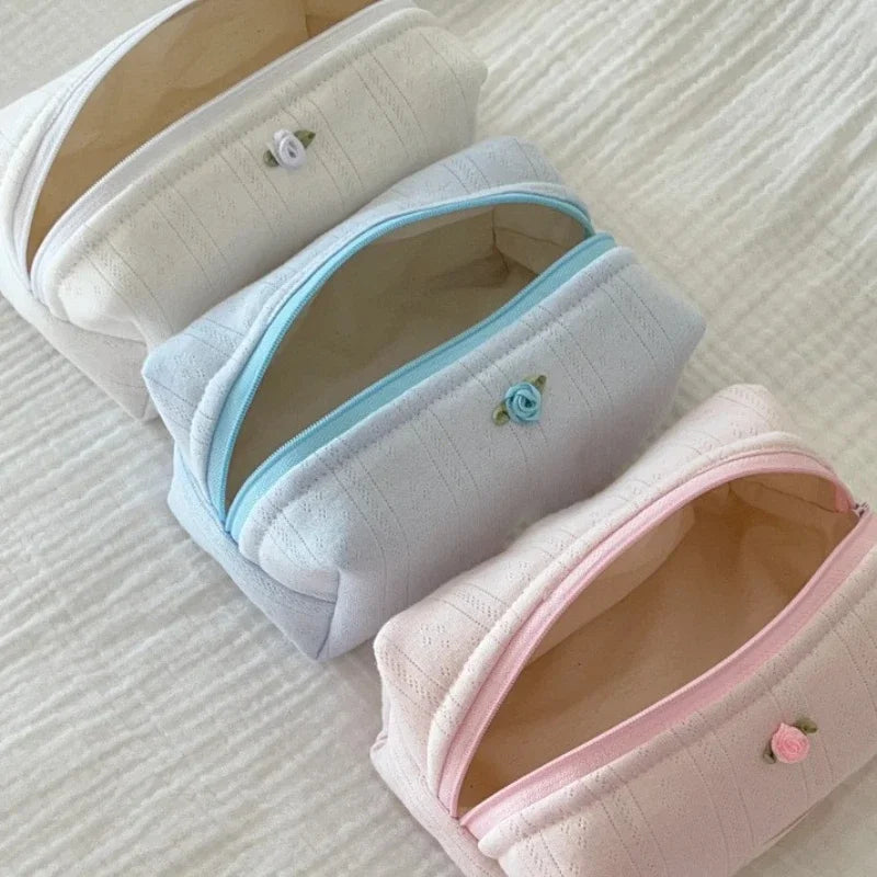 1 Piece Ins Makeup Case Elegant Simplicity Sweet Floral Lipstick Bag Portable Large Capacity