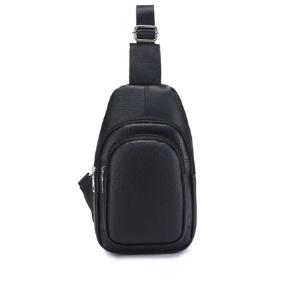 Men S Genuine Leather Chest Bag Top Layer Cowhide Retro Casual Style Single-Shoulder Bag Large