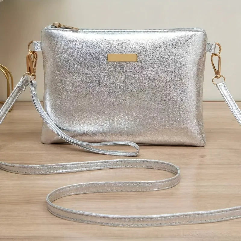 Metallic Mini Crossbody Bag Shiny Shoulder Purse for Women